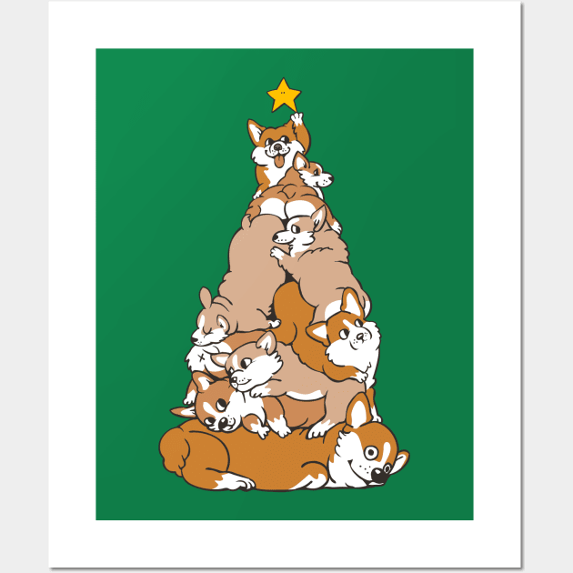 Christmas Tree Corgi_ Wall Art by huebucket